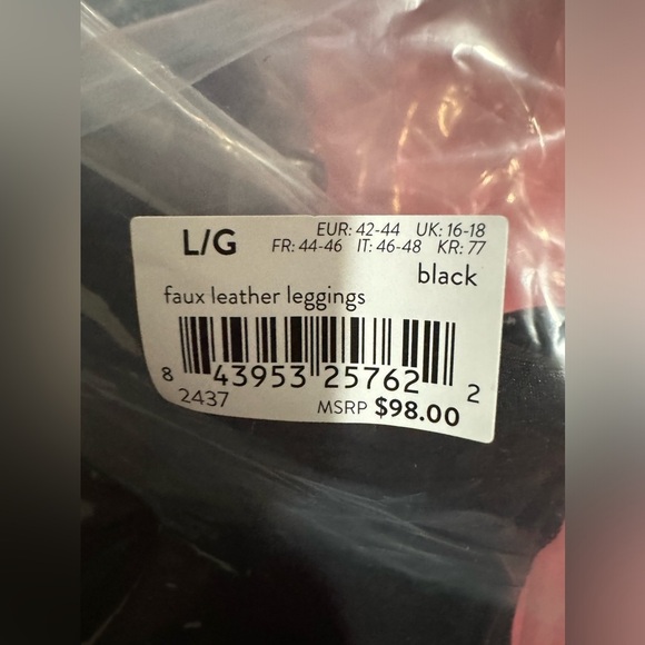 NWT Faux Leather Leggings Black L - Picture 4 of 4